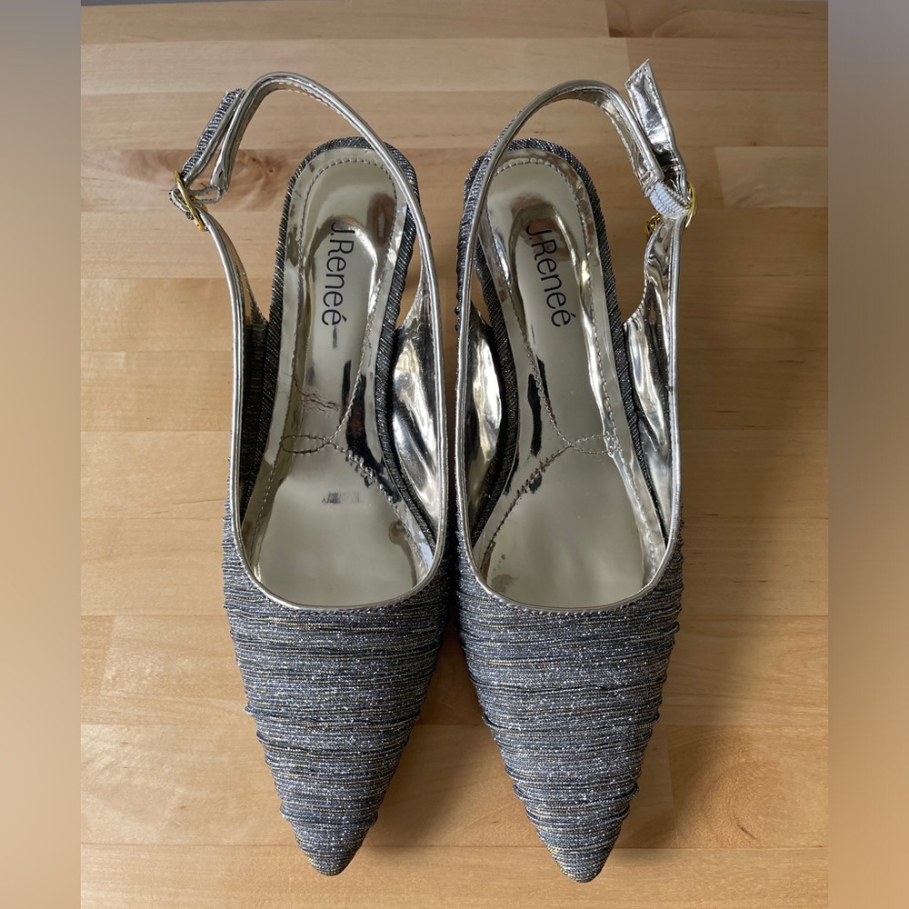J.Reneé Metallic Silver & Gold Sandals Heels Size 9.5